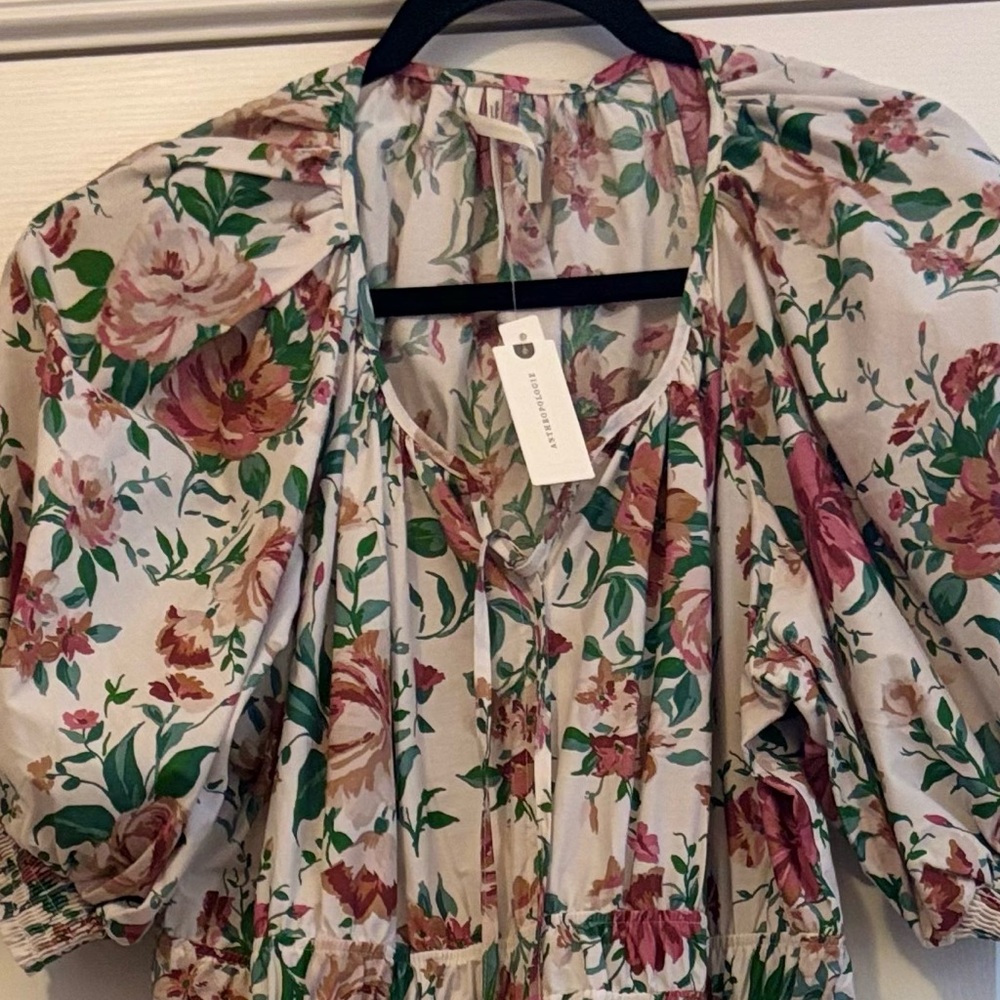 NWT! Anthropologie Floral Maxi Dress with Puff Sleeves - Size XL - Picture 5 of 5